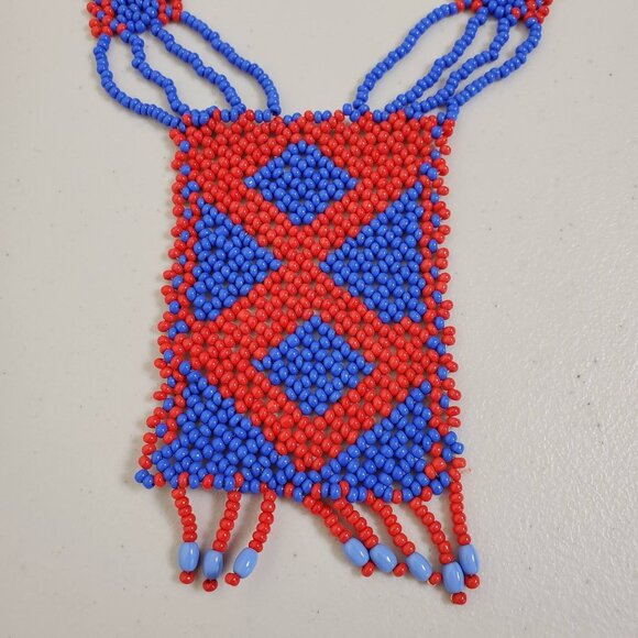 Vintage African Beaded Handcrafted Necklace - Picture 2 of 8